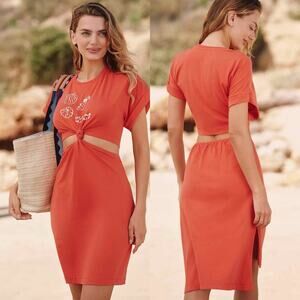 Anthropologie Celandine NWT Agathe Marty Twist T-Shirt Dress Red Small